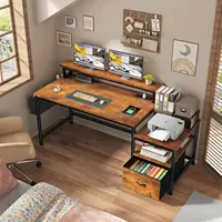 57" Office Desk with Drawers and Printer Space,Computer Desk with Power Outlets,Home Office Desks with File Drawers, Customized 5