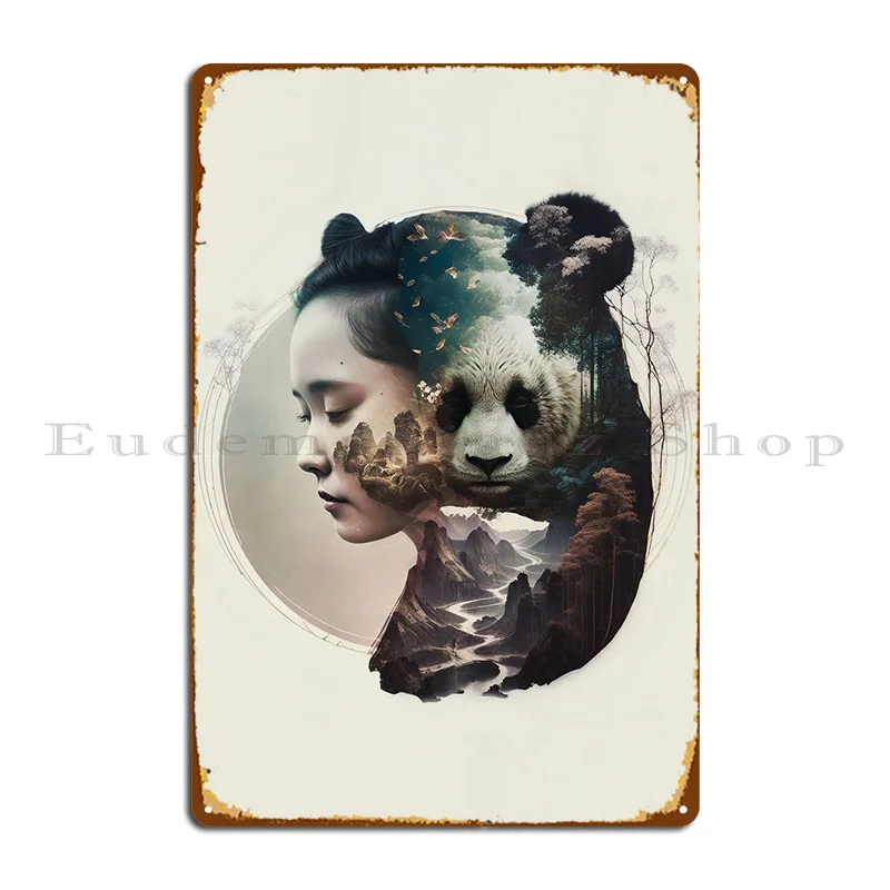 

Фэнтези гейши Панда металлический Плакат Бар Персонализированная гостиная стена пещера Жестяная Табличка на гараж плакат