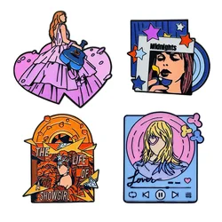2026 Enamel Pop Singer Souvenir Brooches - Creative Music - themed Jewelry Gifts (4pcs)
