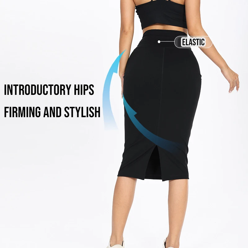 (S-XL)High Waist Slimming Tennis Skirt Nylon Retro Split Side Bodycon Skirt for Women Fitness Yoga Dance Golf Pencil
