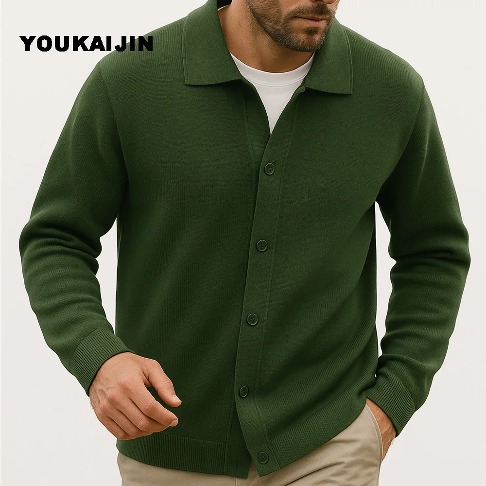 Men's Harajuku Patchwork Slim Fit Knitted Cardigan Sweater - Fashionable Autumn Streetwear Outerwear Coat