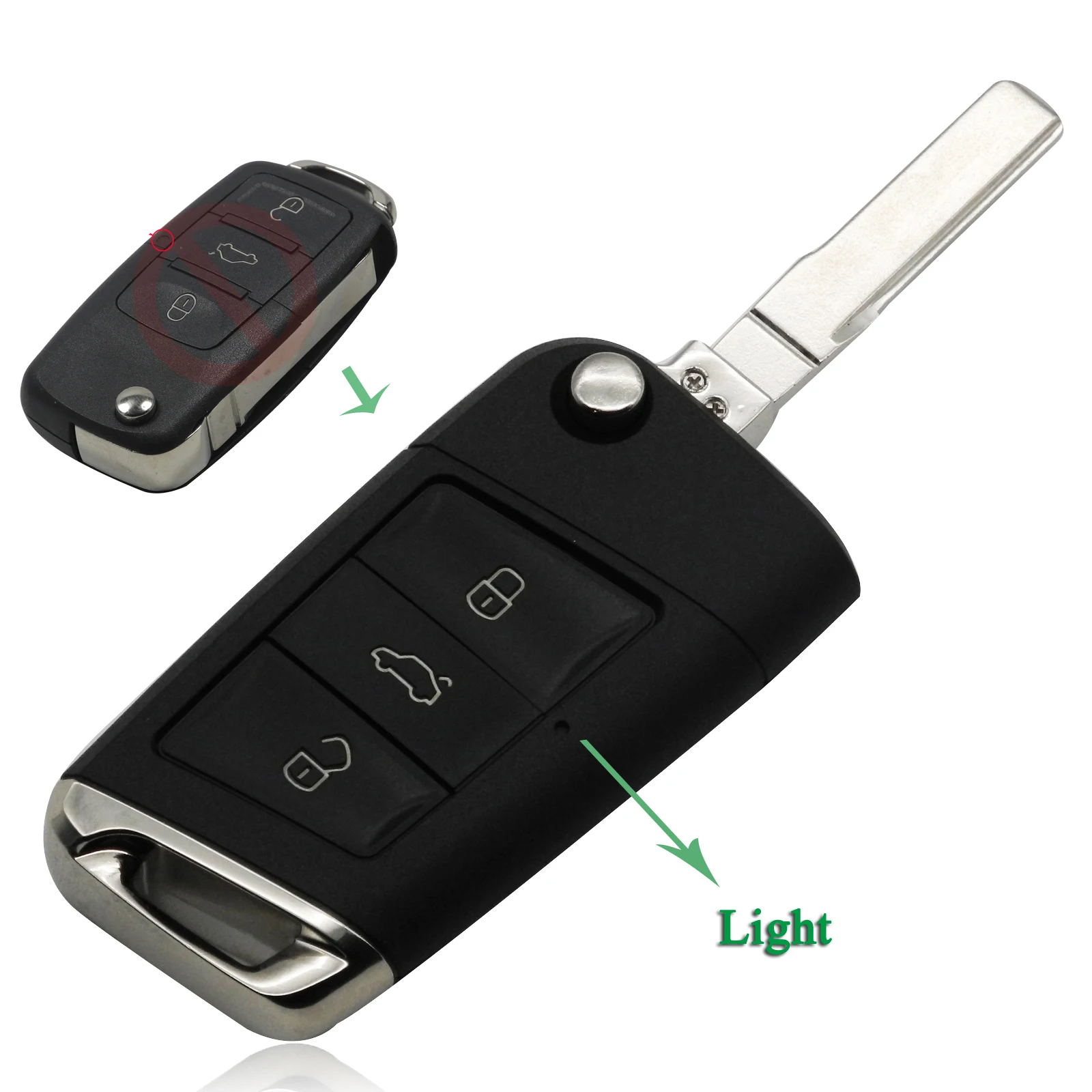jingyuqin 3 Buttons Flip Folding Remote Car Key Shell VW Golf 7 GTI MK7 Skoda Octavia A7 Seat Key Case Uncut Blade