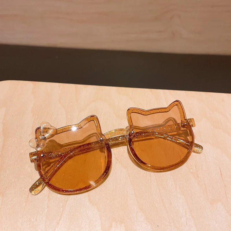 New Korean Style Cat Shape Children's Cute Cartoon Sunglasses Kids Anti UV Eyewear Round Colourful Sunglass