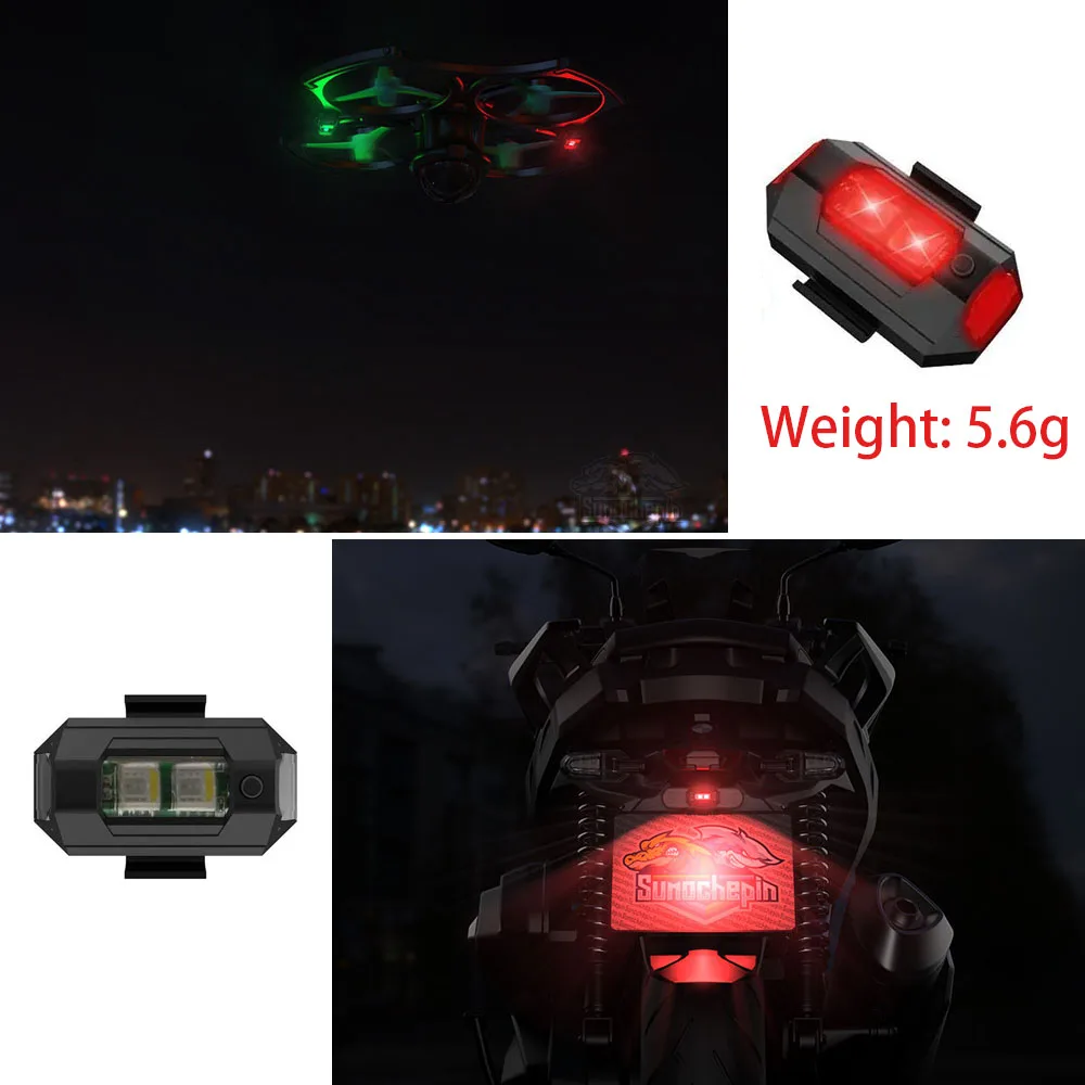 Universal LED Anti-collision Warning Light Mini Signal Light Drone with Strobe Light 7 Colors Turn Signal Indicator Motorcycle