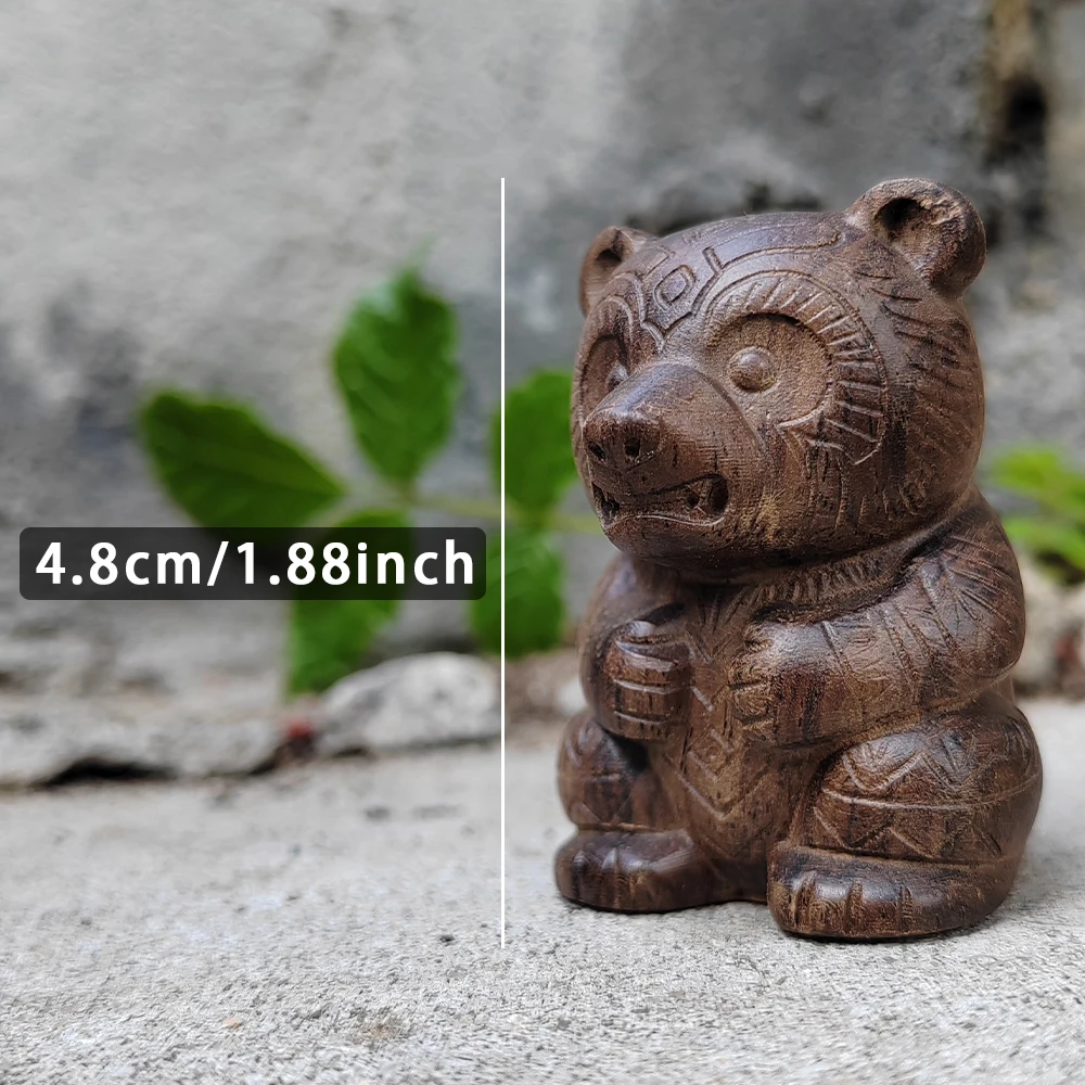 Hand-Carved Wooden Bear Totem Figurine, Modern Tribal Style, Ideal for Desktop and Home Décor, Perfect for Any Occasion