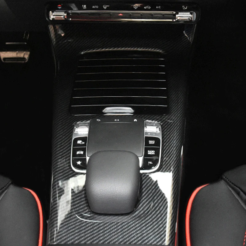 For Mercedes Benz A W177 A180 A200 ClA C118 2019-2020 Carbon Fiber Color Car Central Control Gear Panel Frame Cover Trim |
