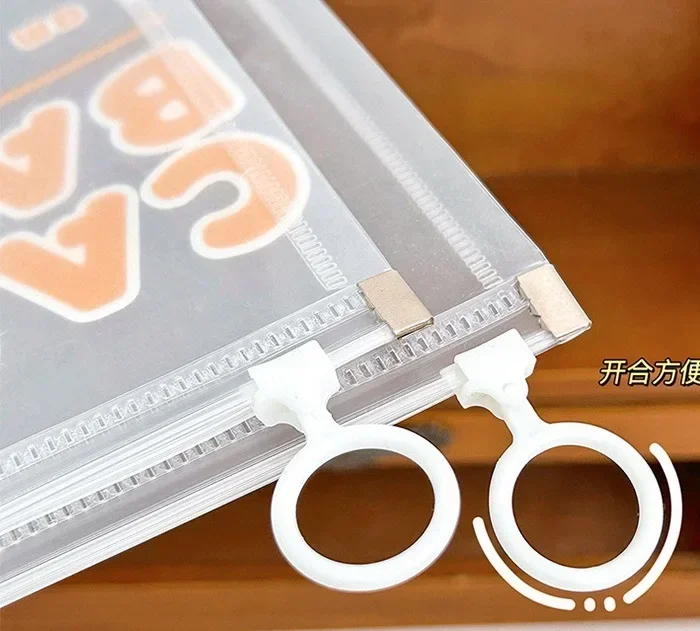 귀여운 카피바라 문구 보관 파우치 투명 문서 가방 A4 사무용 파일 홀더 학교 폴더 지퍼 파우치 루프 풀