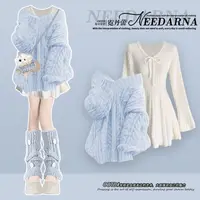 Women Suit French Plus Size Matching Sets Temperament Knitted Sweater Slimming Mini Dress Two-piece Set - Image 2
