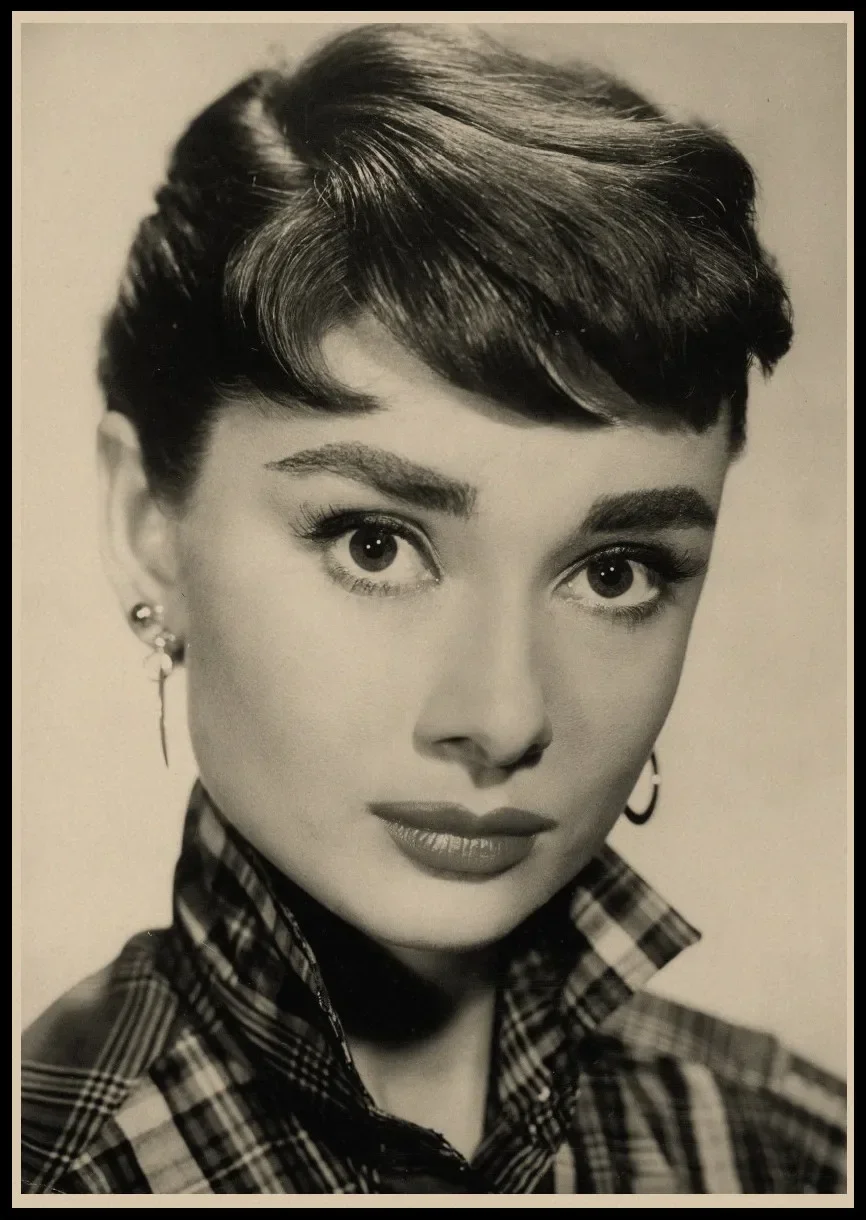 Audrey Hepburn Movie Retro Poster Wall Art Kraft Paper Poster Clear Vintage Picture Bar Cafe Home Room Decoration Wall Stickers