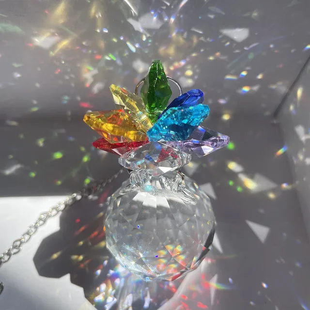 Crystal Suncatcher Fa Otthoni Medál Dekoráció Szívgolyók Prizma Szivárványkészítő Kerti Napsütő Üldöző Színes Gyöngyökkel - Image 2