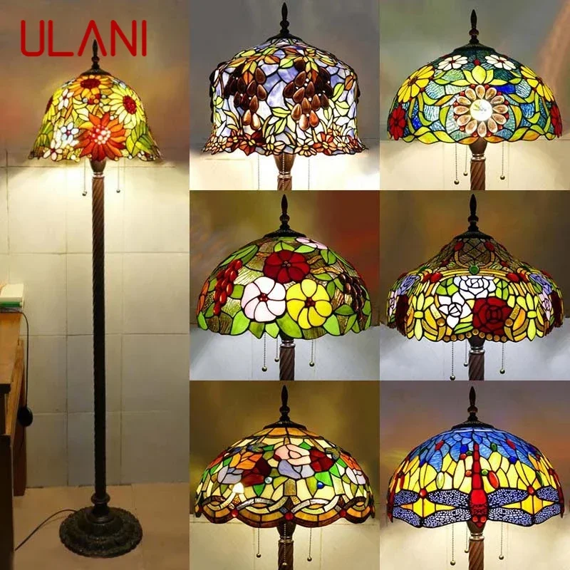 

ULANI Tiffany Floor Lamp American Retro Living Room Bedroom Lamp Country Stained Glass Floor Lamp