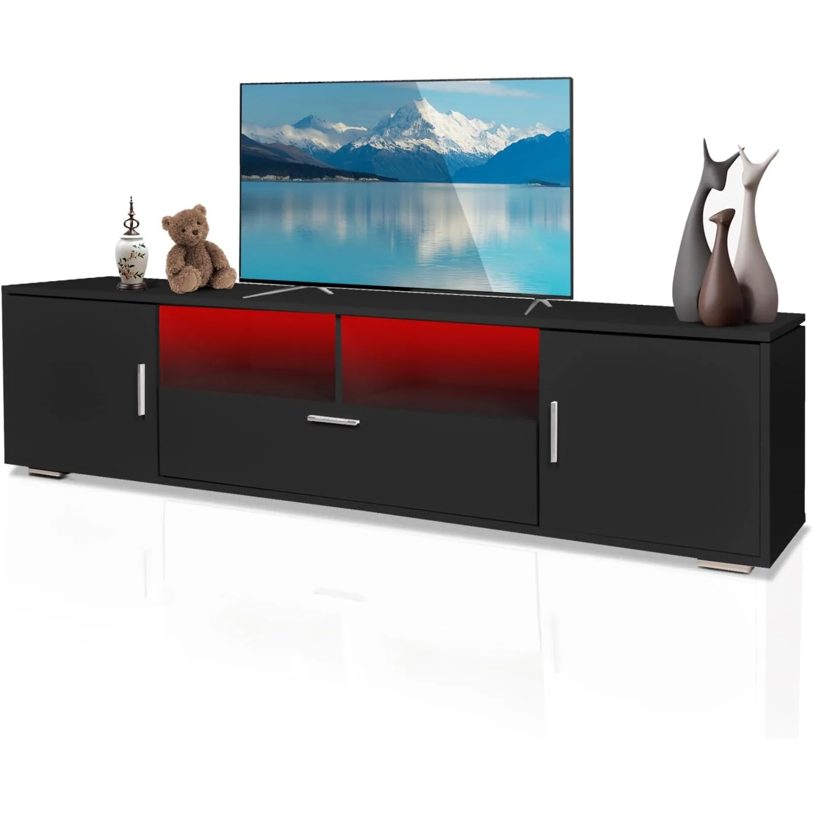 

Free shipping US HOUAGI LED TV Stand with Drawers and Storage Cabinet,Modern High Gloss Entertainment Center for TVs Up to 70”,