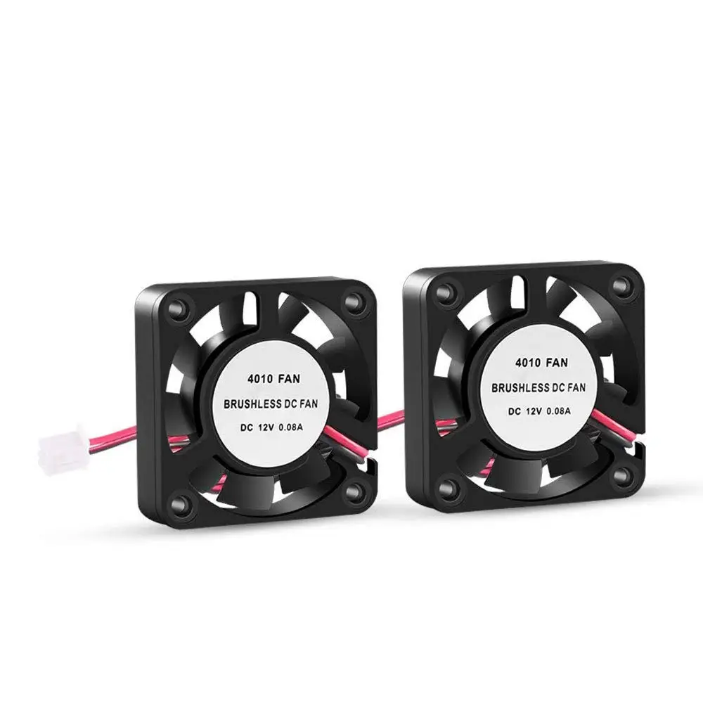 

2pcs 3D Printer 40mm Fan 12V DC 4010 Cooling Fan Sleeve Bearing Brushless 2 pin 40x40x10mm for 3D Printer
