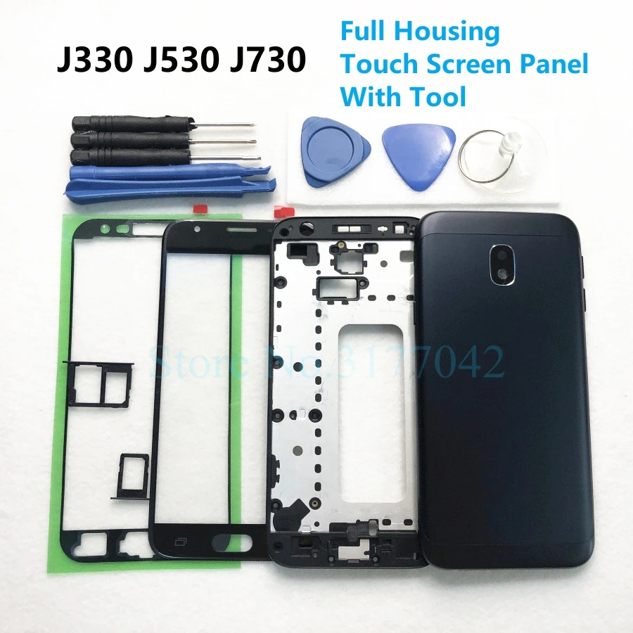 

Complete Parts For Samsung Galaxy J7 J730 J5 J530 J3 J330 Pro 2017 Front Glass Lens Middle Frame Back Cover Full Housing + Tools