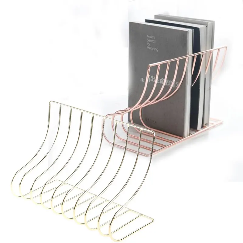 2 Dividers Nonslip Book Stander for Desk Office Brown Metal Book Ends for Heavy Book Shelf Extends up to 19 inches Adjustable Bookends Stationery Gift 