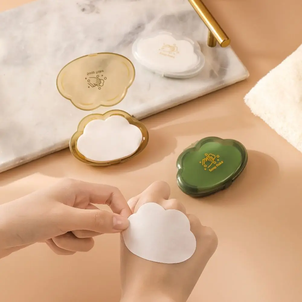 

50Pcs Portable Soap Paper Flakes Mini Creative Cloud Shape Soap Sheets Disposable Multi-purpose Boxed Soap Tablets Women