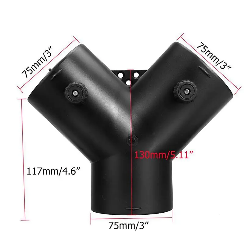 ABUP-2Pcs 75Mm Y자형 주차 히터 공기 배출구 배기 커넥터(웨바스토 에어 히터용 이중 조절 밸브 플랩 포함)