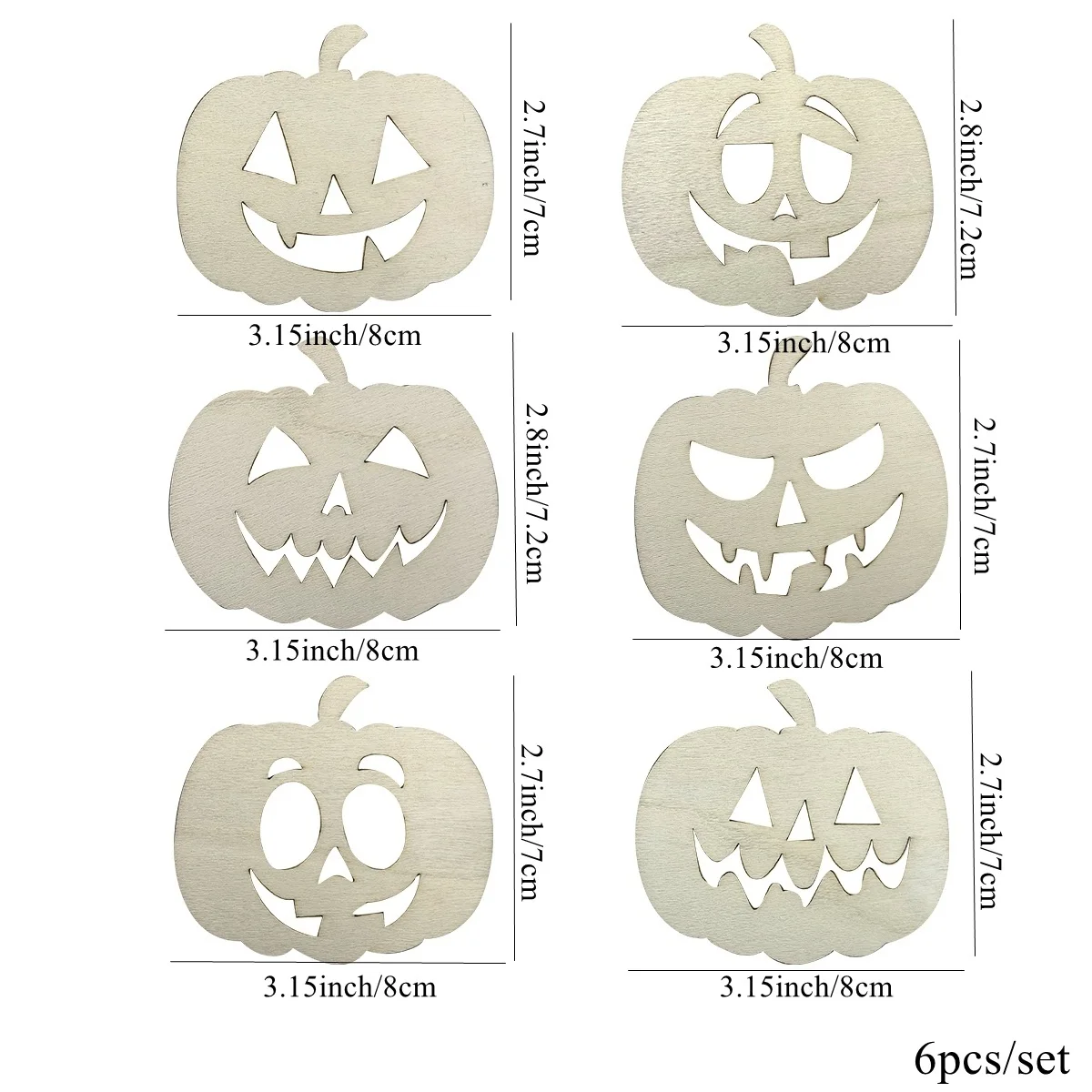 10Pcs Wooden Scary Hanging Crafts Egg Face Ornament For Happy Halloween Party Home Decorations Kids DIY Painting Gifts Supply