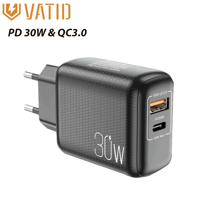 

Сетевое зарядное устройство с портом USB Type-C и поддержкой быстрой зарядки, 30 Вт