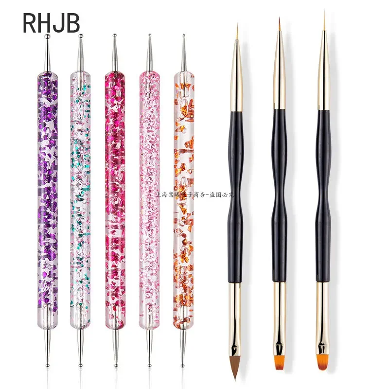 New 2025 Multiple nail art nail brush Design Tip Drawing Carving Dotting Nail Pen Builder Flat Liner Acrylic Gel Polish Manicure 2