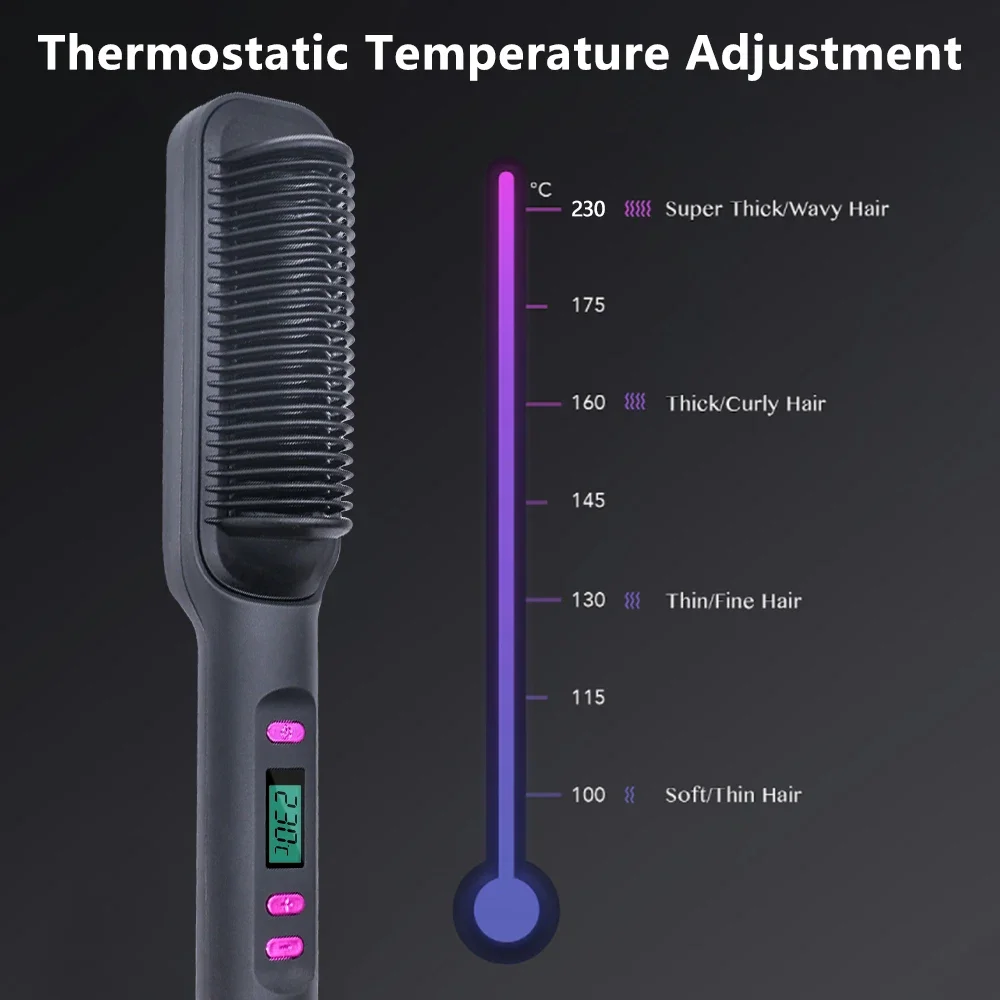 Electric Hot Comb Straight Hair Straightener Comb Straightening Brush Negative Ion Multifunctional Anti-Scalding Styling Tool 2