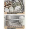 Dish Drying Rack Bowl Drainer Over Sink Drainer Draining Rack Organizer Kitchen Sink Basket Tableware Narrow Cup Holder Shelf 4