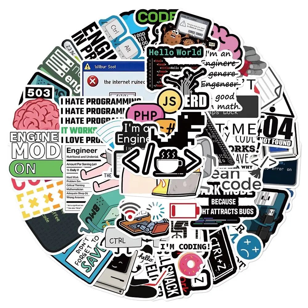 10/50PCS Funny Programming Meme Stickers Java JS Php Docker Html Cloud Language Decals Computer Laptop 404 Network Error Sticker 4