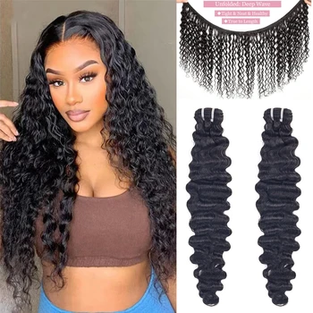 Ciocche di Capelli Umani Ondulati 15A, 100% Veri Capelli Umani Non Trattati, Capelli Vergini Brasiliani Ondulati, Ciocche di Capelli Umani per Extension