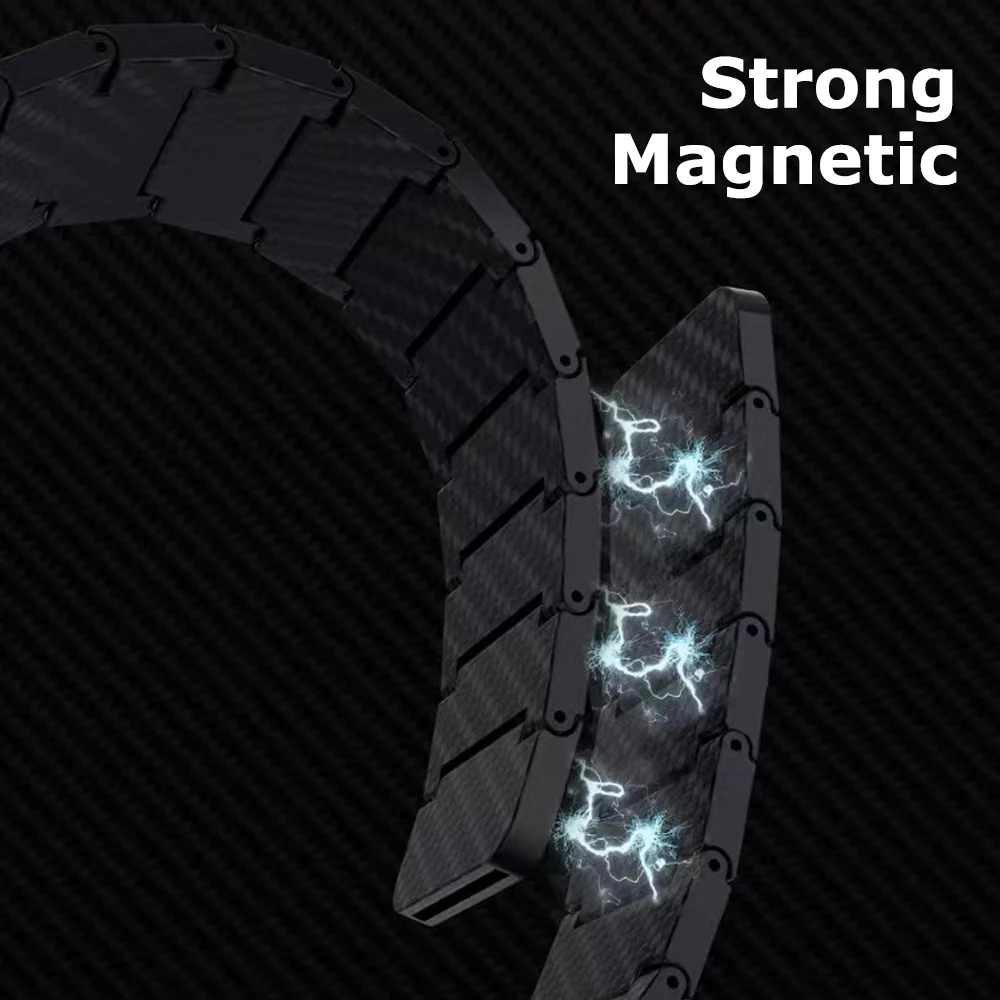 Magnetic Carbon Fiber Watch Strap Bracelet, 20mm/22mm