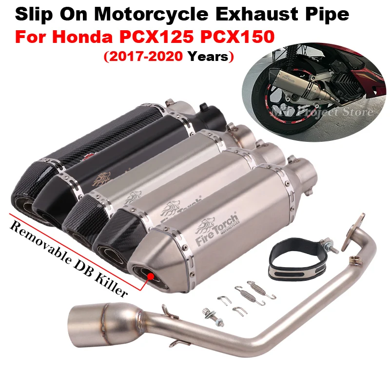 Full System Motorcycle Exhaust Escape Front Mid Pipe With Muffler Moto DB Killer For Honda PCX125 PCX150 PCX 125 150 2021 2022