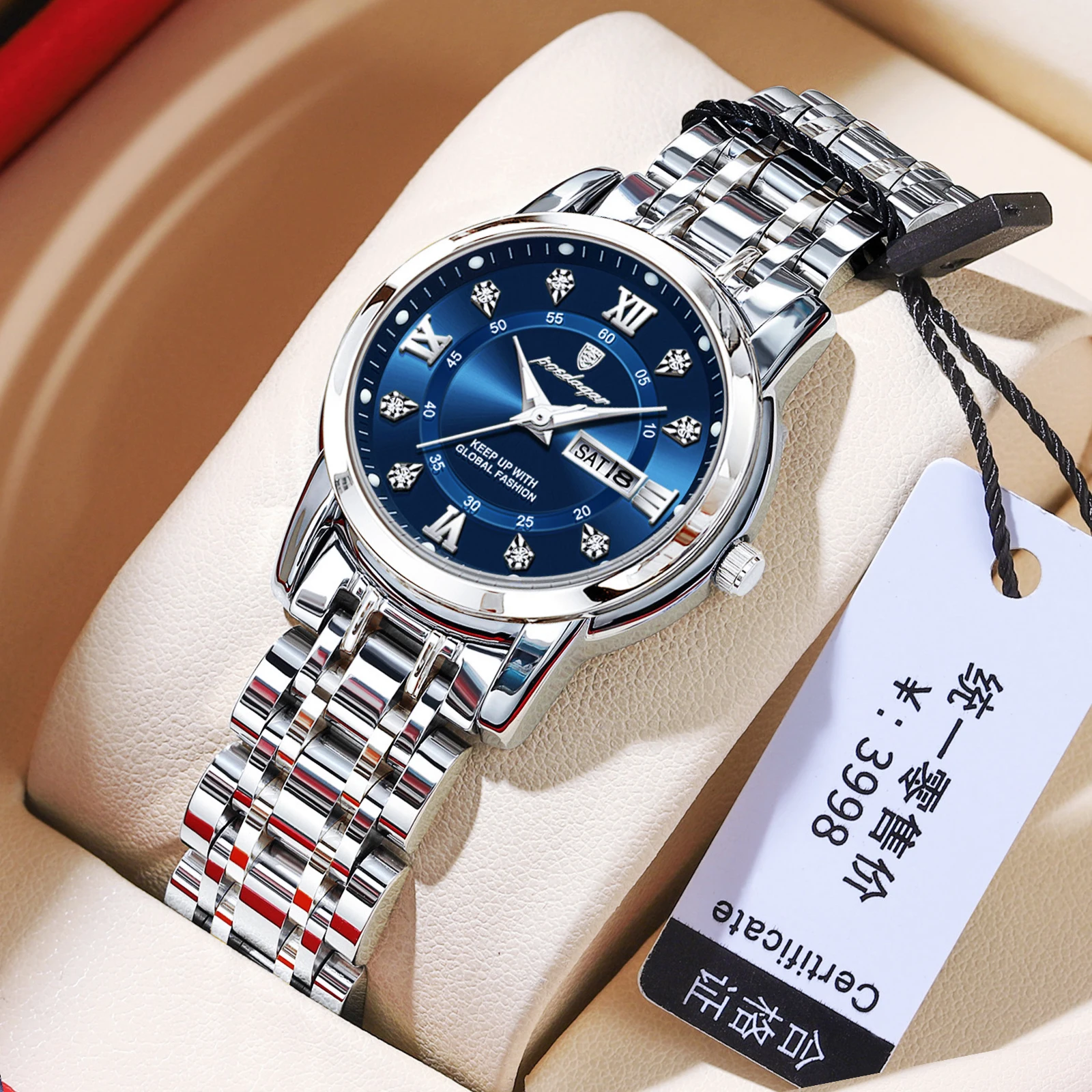 POEDAGAR Elegant Fashion Women's Watch Diamond Roman Dial Original Quartz Watch for Girl Waterproof Stainless Steel Luminous New 2