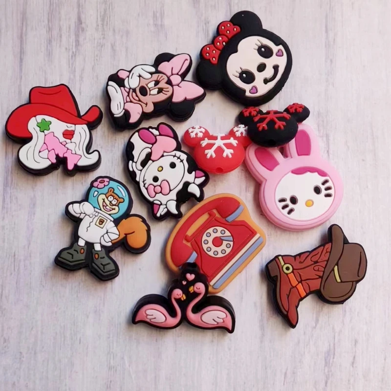 30pcs Mickey Silicone Focal Beads BPA Free Silicone Baby DIY Pacifier Chain Clips Beaded Pen Newborn Toys Jewelry Accessories