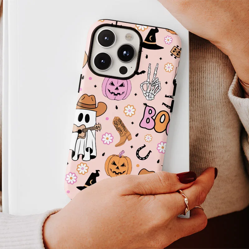 Cute Pink Halloween 2-in-1 Film Shell Phone Case