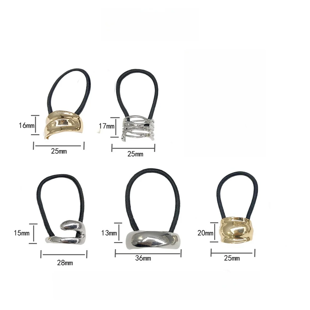 Metal geometric ponytail hair tie, simple and versatile small rubber band hair tie 2