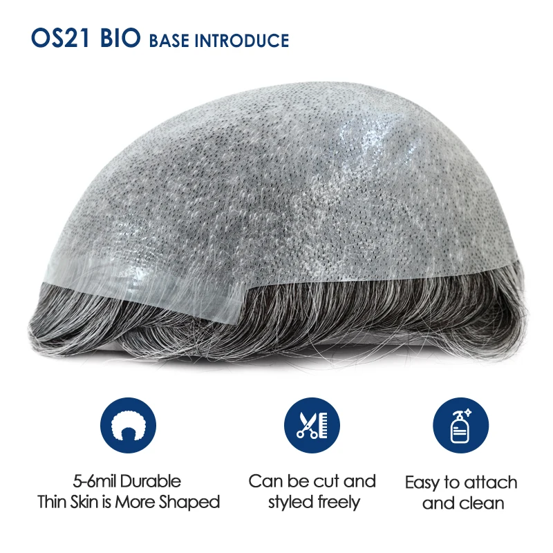 Human Hair Toupee GLORYHAIR OS25 Bio-Thin Skin Men Toupee PU Men's Capillary Prothesis Peruk Fine Quality Indian Human Hair Men Wig