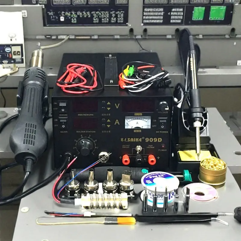 SAIKE 909D 3 in 1 Hot air gun rework station Soldering station power supply soldering machine