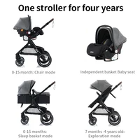 Poussette de voyage portable luxueuse 3 en 1 pour bébé, landau, cadre en aluminium, paysage élevé, nouveau-né 4