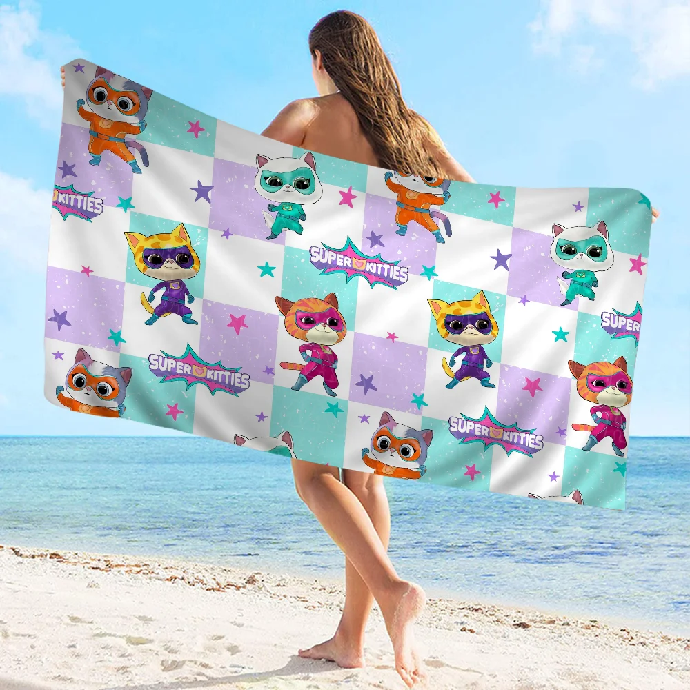 Junior Super Kitties Pattern Towel Microfiber Beach Towel Absorbent Quick dry Soft Yoga Swimming Resort Mountain Climbing