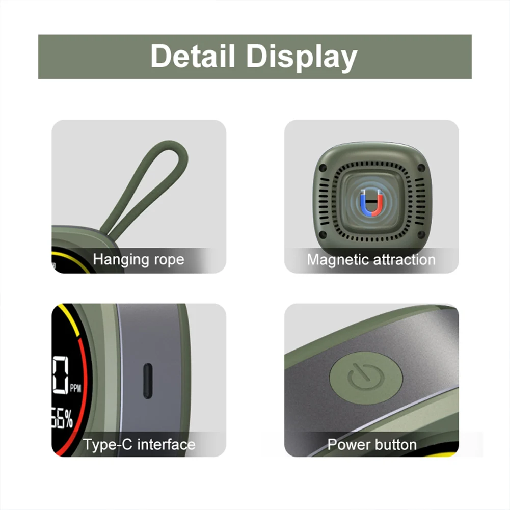 3 In 1 Carbon Monoxide Detector with Magnetic Suction CO Detector Alarm Temp Humidity Sensor 1000mAh for Outdoor Camping RV Car
