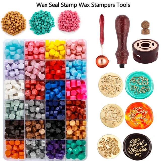 Wax Seal Stamp Set Lacquered Stamp Sealing Wax Kit DIY Craft Art