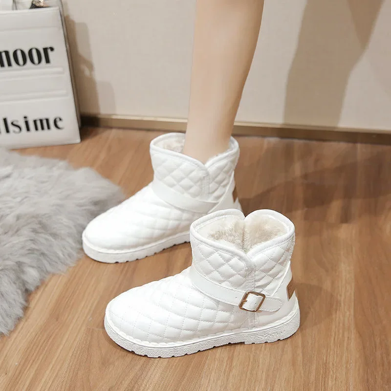 

Flat snow boots women's new winter padded thickened muffin shoes thick bottom non-slip short tube warm big cotton shoes