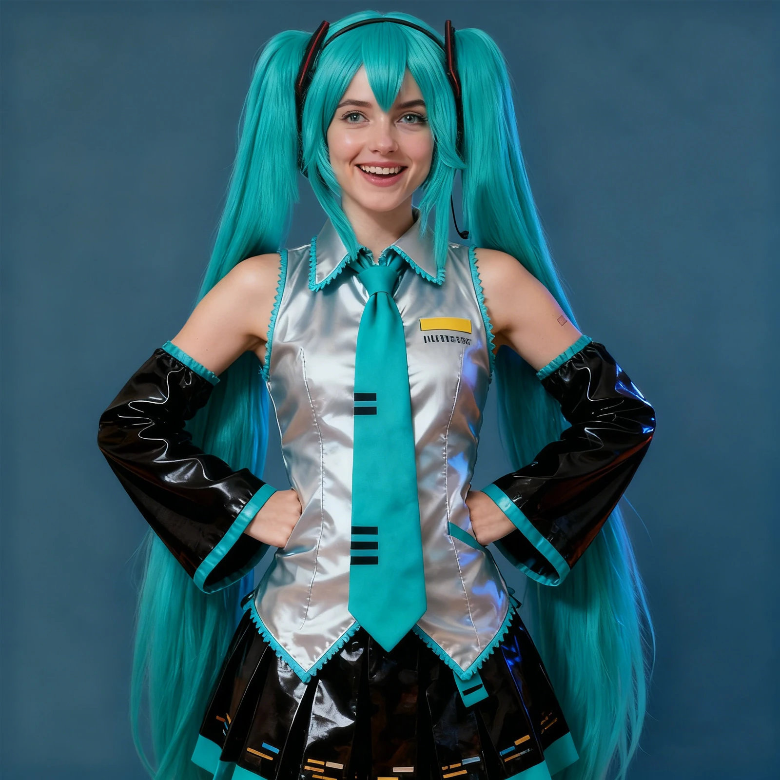 VTuber: Hatsune Miku | Synthetic Double Ponytail Long Straight Cosplay Wig 30 Synthetic Double Ponytail Long Straight Cosplay Wig for Lolita Styling (Universal)
