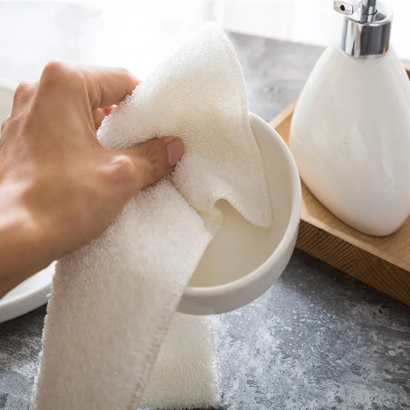 Natural Bamboo Fiber Thickened Cleaning Cloth Kitchen Scouring Pad White Dish Towel Easy To Clean Bathroom Rags Dishcloth 2PCS microfiber towel kitchen towel cleaning cloth microfiber wash towel microfiber dish cloths dish cleaning cloth dish cloth towel cleaning cloth microfiber dish cloth