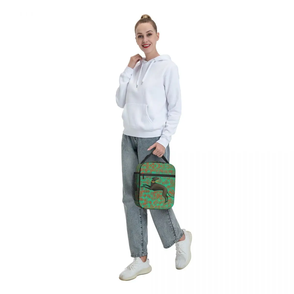 Sihthound Greyhound Flowers Art Portable Lunch Boxes Multifunction Dog Animal Thermal Cooler Food Insulated Lunch Bag School