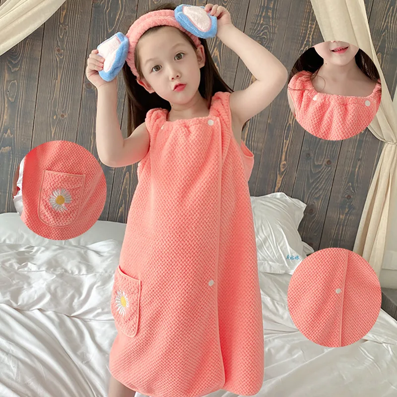 Girls' Summer Pineapple Plaid Thickened Bathrobe Quick-drying Absorbent Bath Towel Can Be Wrapped and Worn Shower Skirt