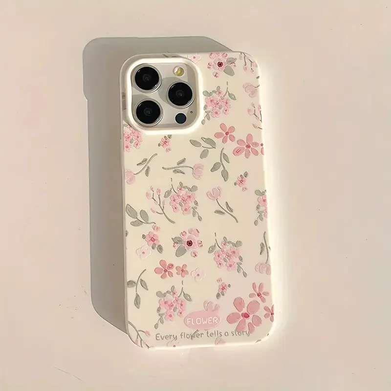 Green Leaf Pink Flower Print Shockproof Soft Phone Case
