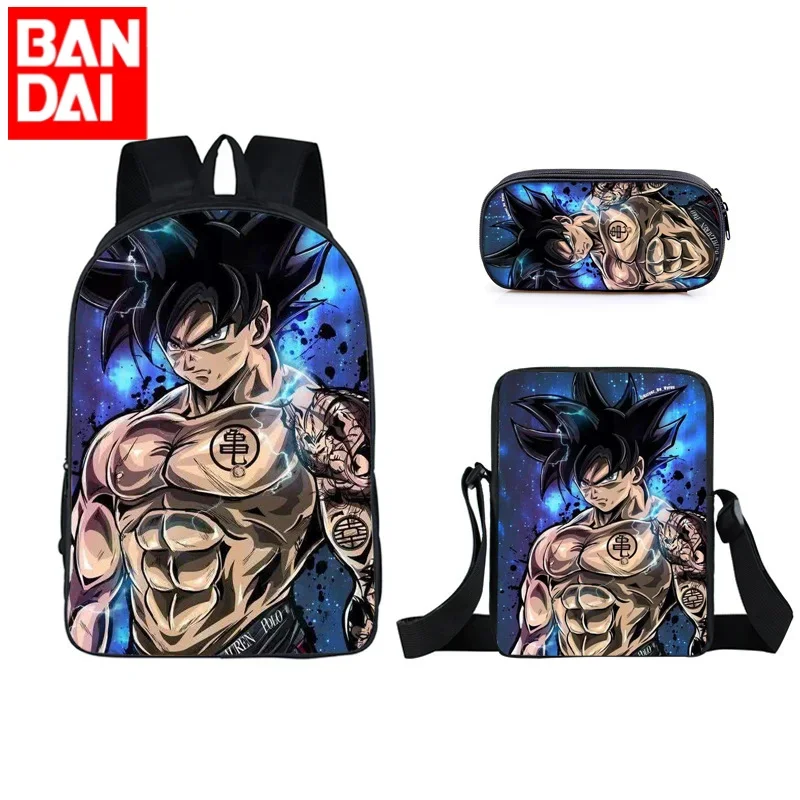 

Bandai 3PC Printed Dragon Ball Backpack Anime Elementary School Schoolbag Pencil Bag Small Satchel Bag Children's Toys Gifts