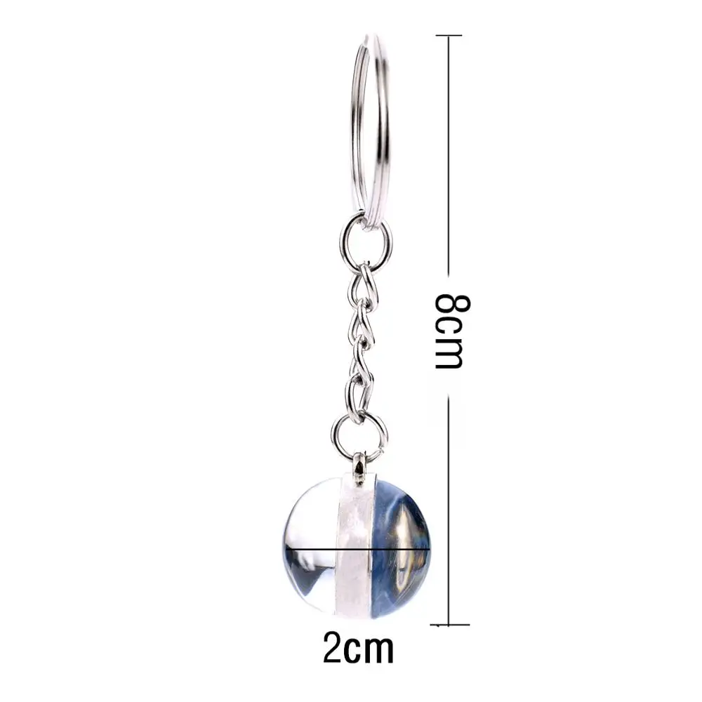 Key Rings Key Chains Cat Keychain Animal Keychain Tiger Wolf Fox Lion Double Side Glass Ball Key Chain Black Cat Horse and Moon Key Ring Pendant Keyring
