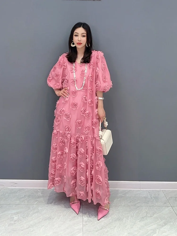 ワンピース Rose Muse chiffon pleated dress pink S8691de1bd75845629ed524365c61a