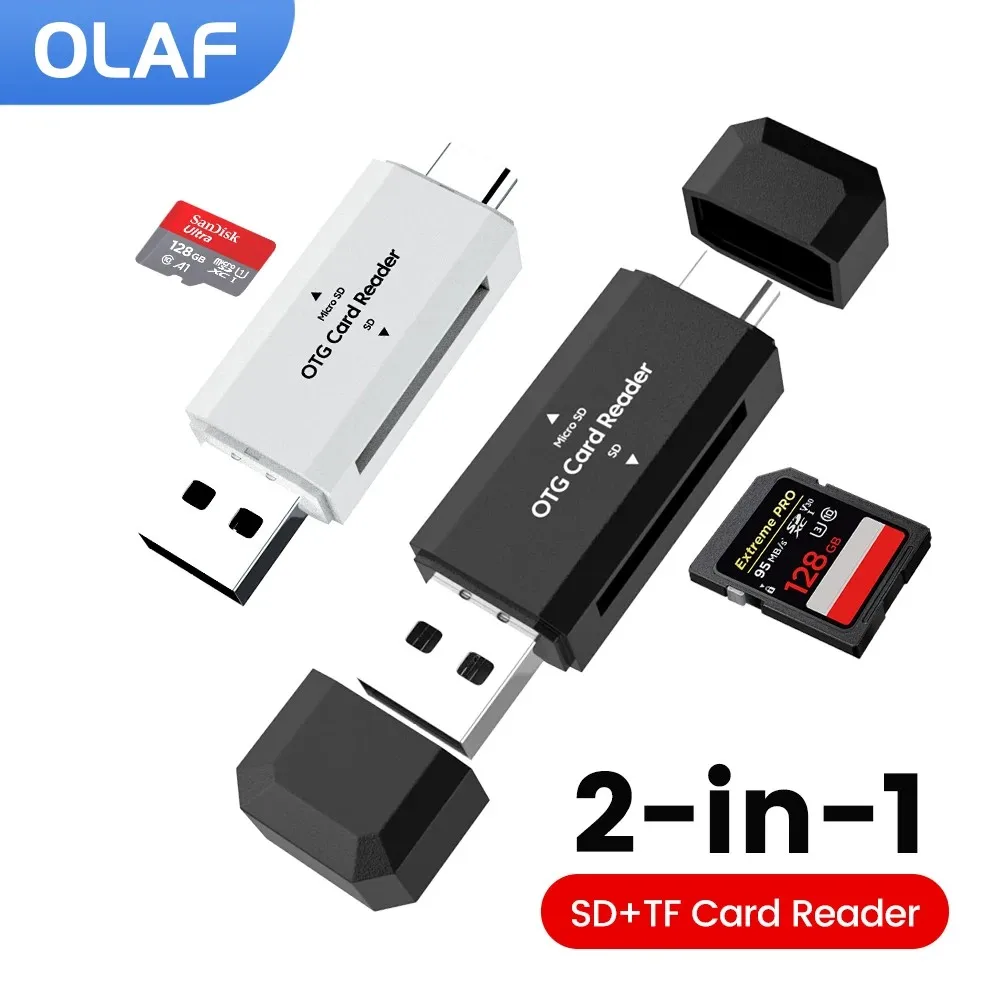 2-in-1 USB2.0 카드 리더기 SD TF 메모리 카드 리더기 PC 노트북 액세서리 용 고속 USB 플래시 드라이브 카드 리더기 어댑터